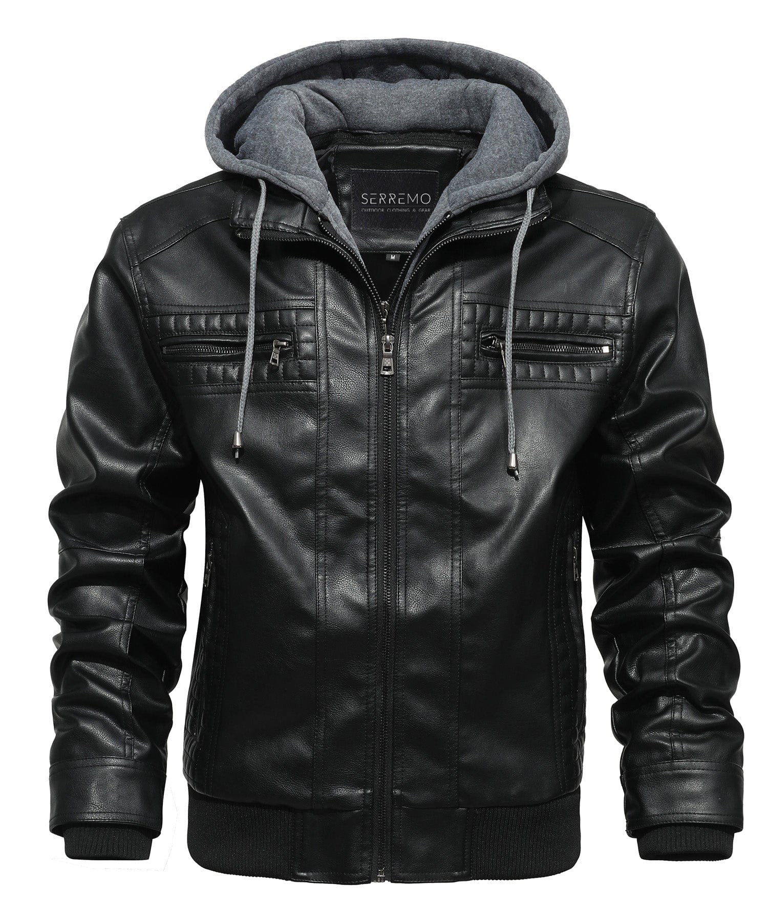Removable Hood PU Leather Bomber Jacket for Men | Casual Wear