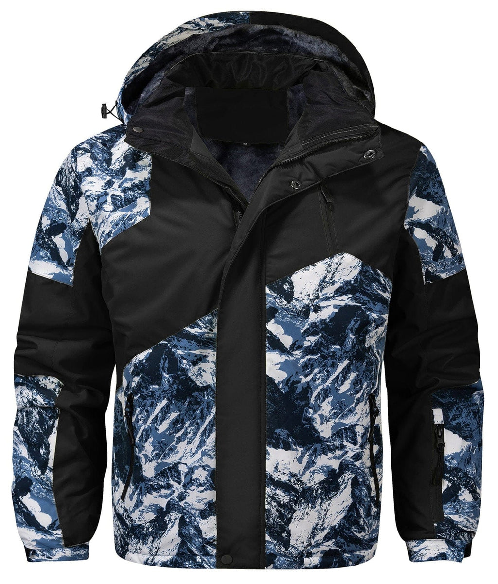 Glacier Print Insulated Hooded Winter Jacket for Men | Outdoor Wear