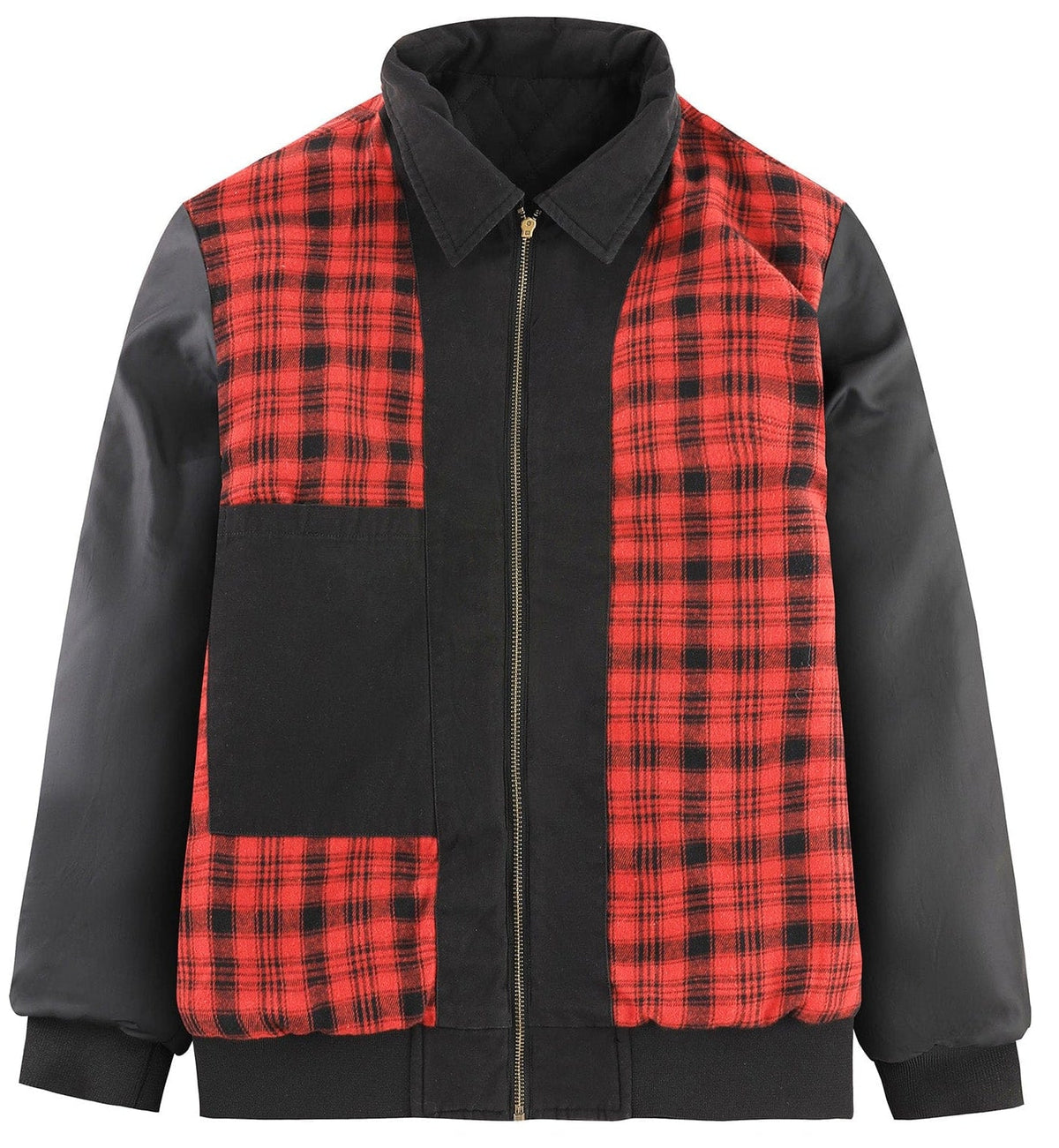 Diamond Quilted Corduroy Collar Zip Bomber Jacket for Men | Layering
