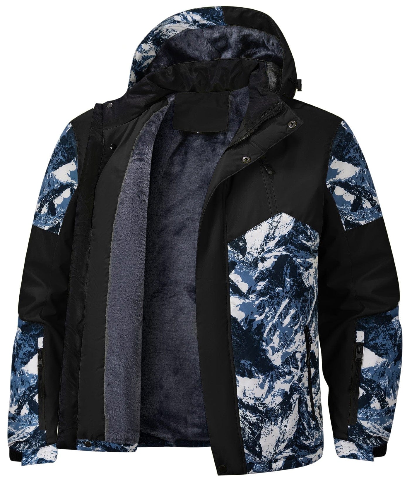 Glacier Print Insulated Hooded Winter Jacket for Men | Outdoor Wear