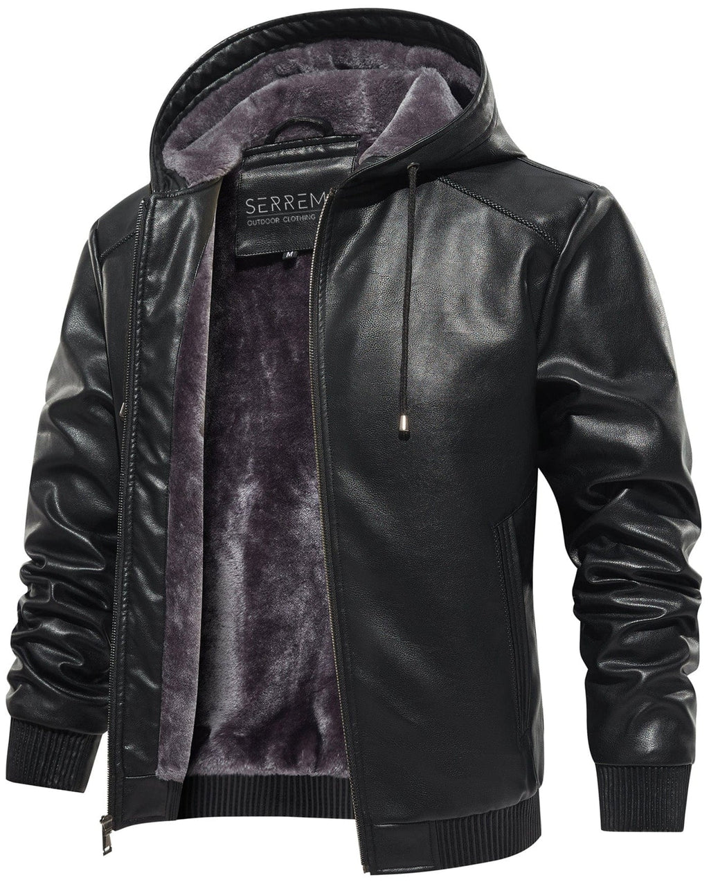 Plaid Lined PU Leather Jacket for Men | Casual Wear