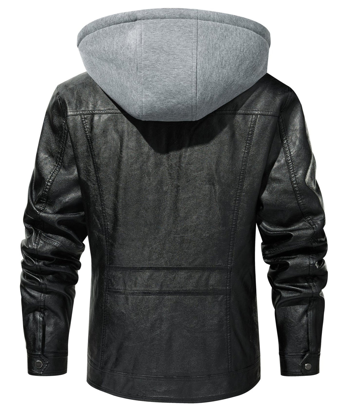 Removable Hood Quilted Lined PU Leather Jacket for Men | Casual Wear