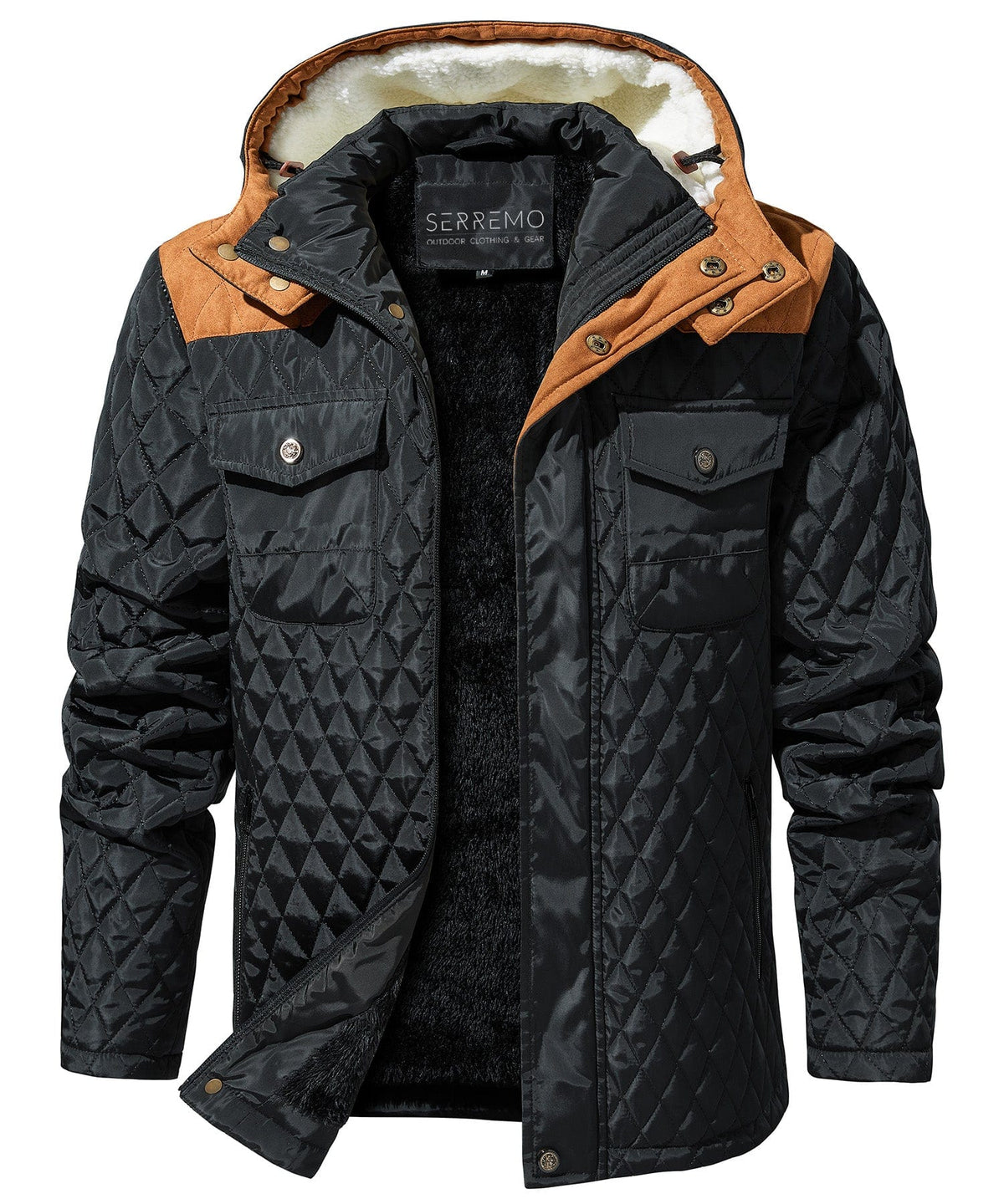 Sherpa Lined Hooded Quilted Winter Jacket for Men | Outdoor Wear
