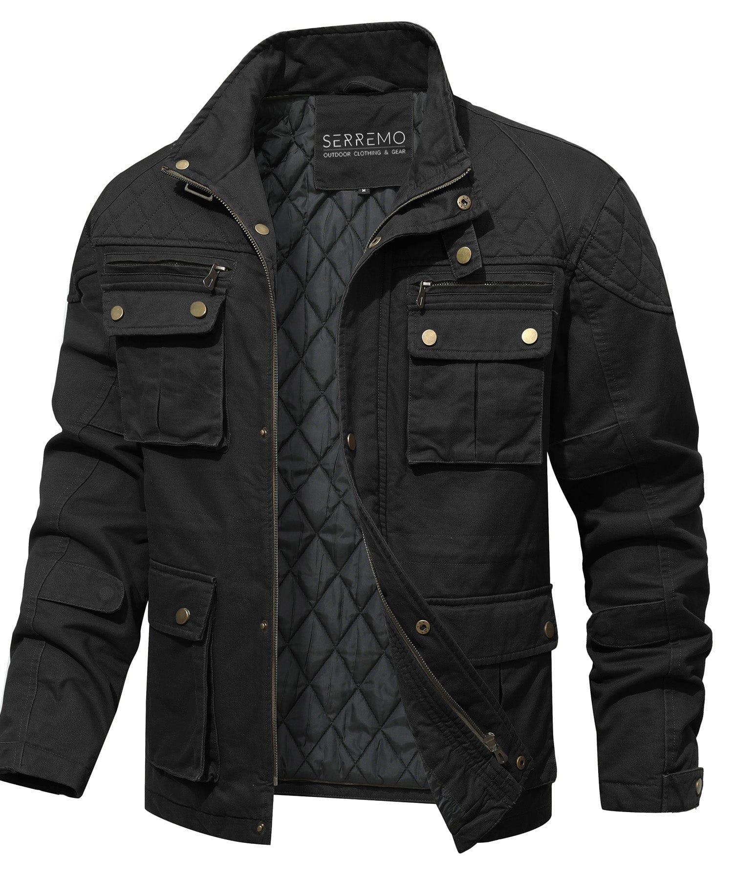 Quilted Lined Multi Pocket Field Jacket for Men | Casual Wear
