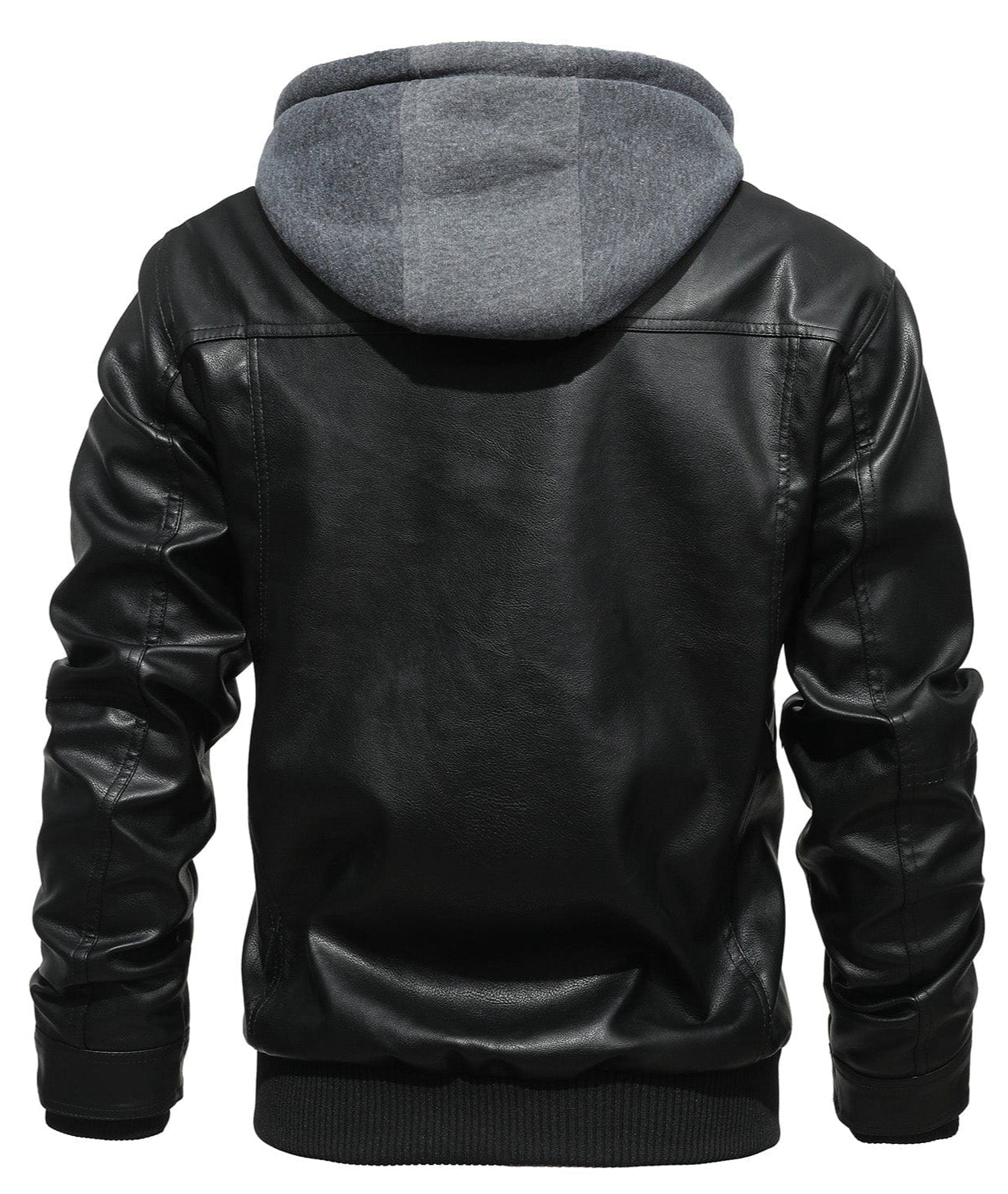 Removable Hood PU Leather Bomber Jacket for Men | Casual Wear