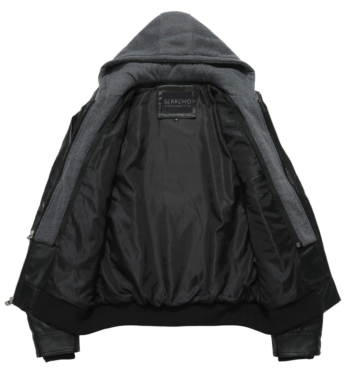 Removable Hood PU Leather Bomber Jacket for Men | Casual Wear
