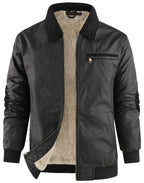 Fleece Lined Structured Collar Zip Bomber Jacket for Men | Winter Outerwear