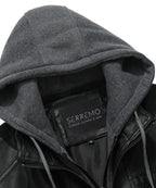 Removable Hood PU Leather Bomber Jacket for Men | Casual Wear
