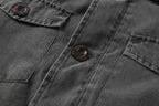 Corduroy Collar Multi Pocket Canvas Utility Jacket for Men | Casual Wear