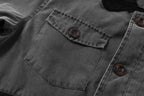 Corduroy Collar Multi Pocket Canvas Utility Jacket for Men | Casual Wear