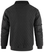 Diamond Quilted Corduroy Collar Zip Bomber Jacket for Men | Layering