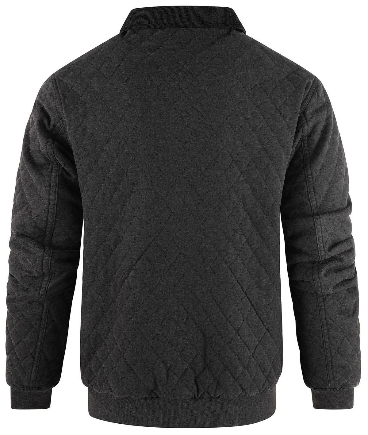 Diamond Quilted Corduroy Collar Zip Bomber Jacket for Men | Layering