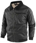 Fleece Lined Structured Collar Zip Bomber Jacket for Men | Winter Outerwear