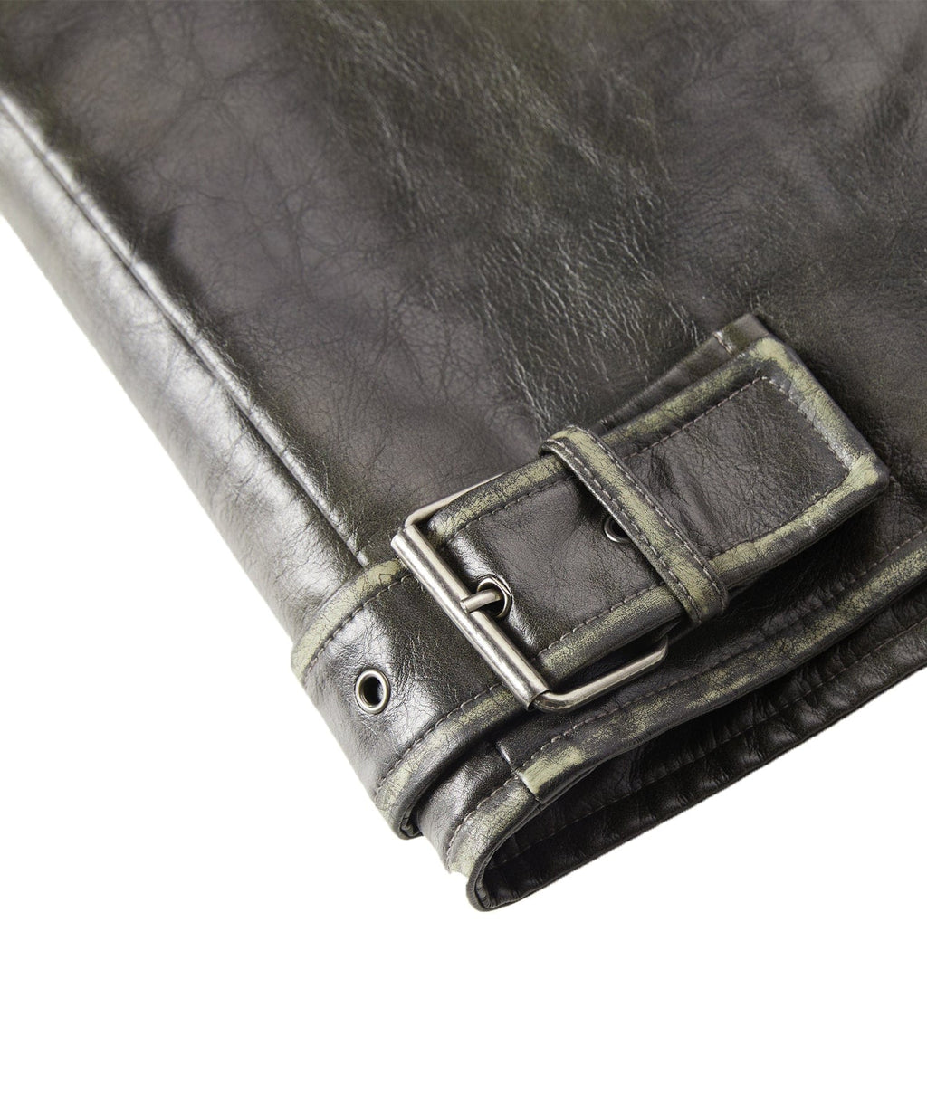 Distressed Finish Zip Pocket PU Leather Jacket for Men | Casual Wear