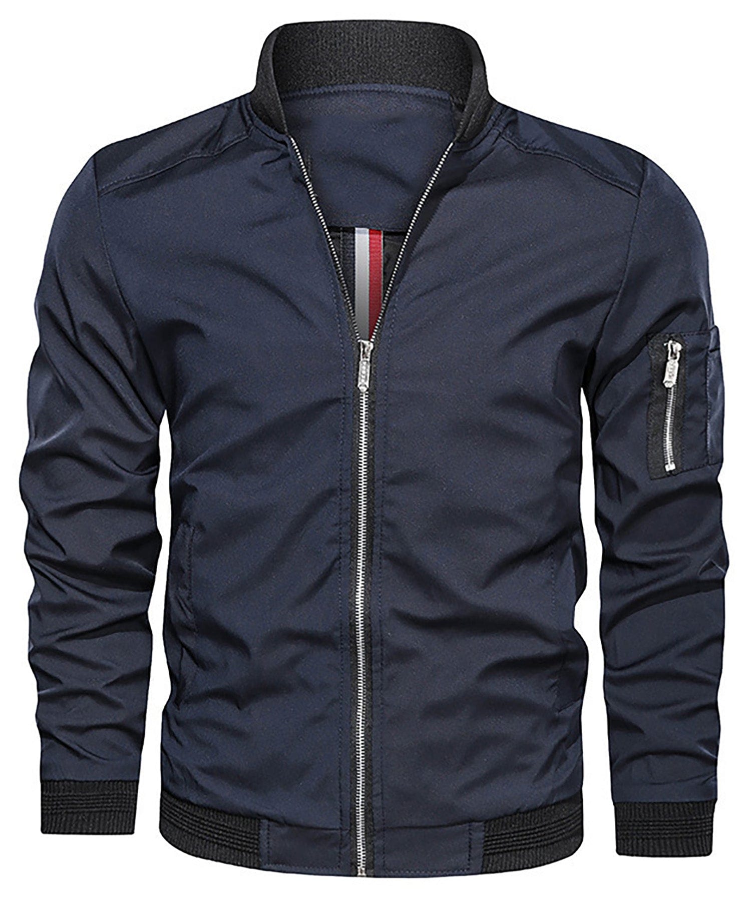 Lightweight Zip Up Bomber Jacket with Shoulder Pocket for Men | Spring Fall
