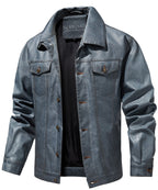 Button Front Chest Pocket PU Leather Jacket for Men | Everyday Wear