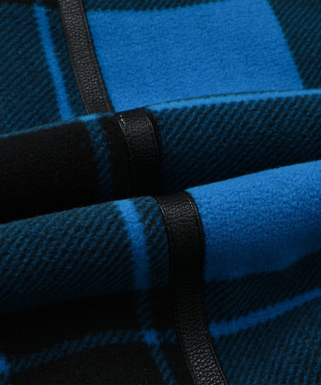 Blue Plaid Faux Shearling Lined Zip Front Jacket for Men | Winter Outerwear