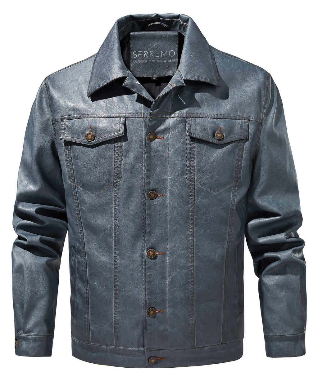 Button Front Chest Pocket PU Leather Jacket for Men | Everyday Wear
