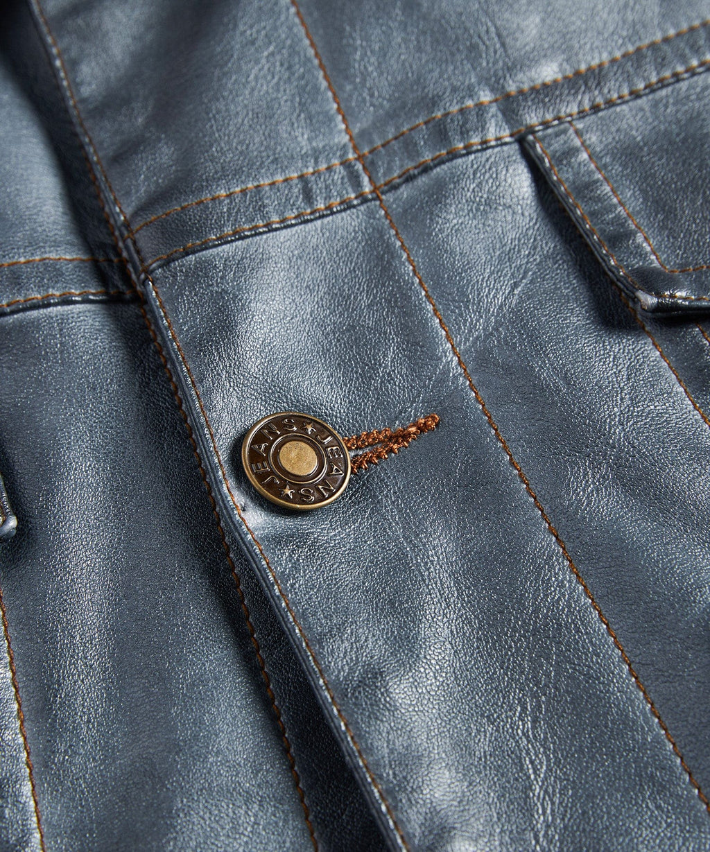 Button Front Chest Pocket PU Leather Jacket for Men | Everyday Wear