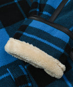 Blue Plaid Faux Shearling Lined Zip Front Jacket for Men | Winter Outerwear