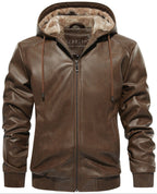 Plaid Lined PU Leather Jacket for Men | Casual Wear