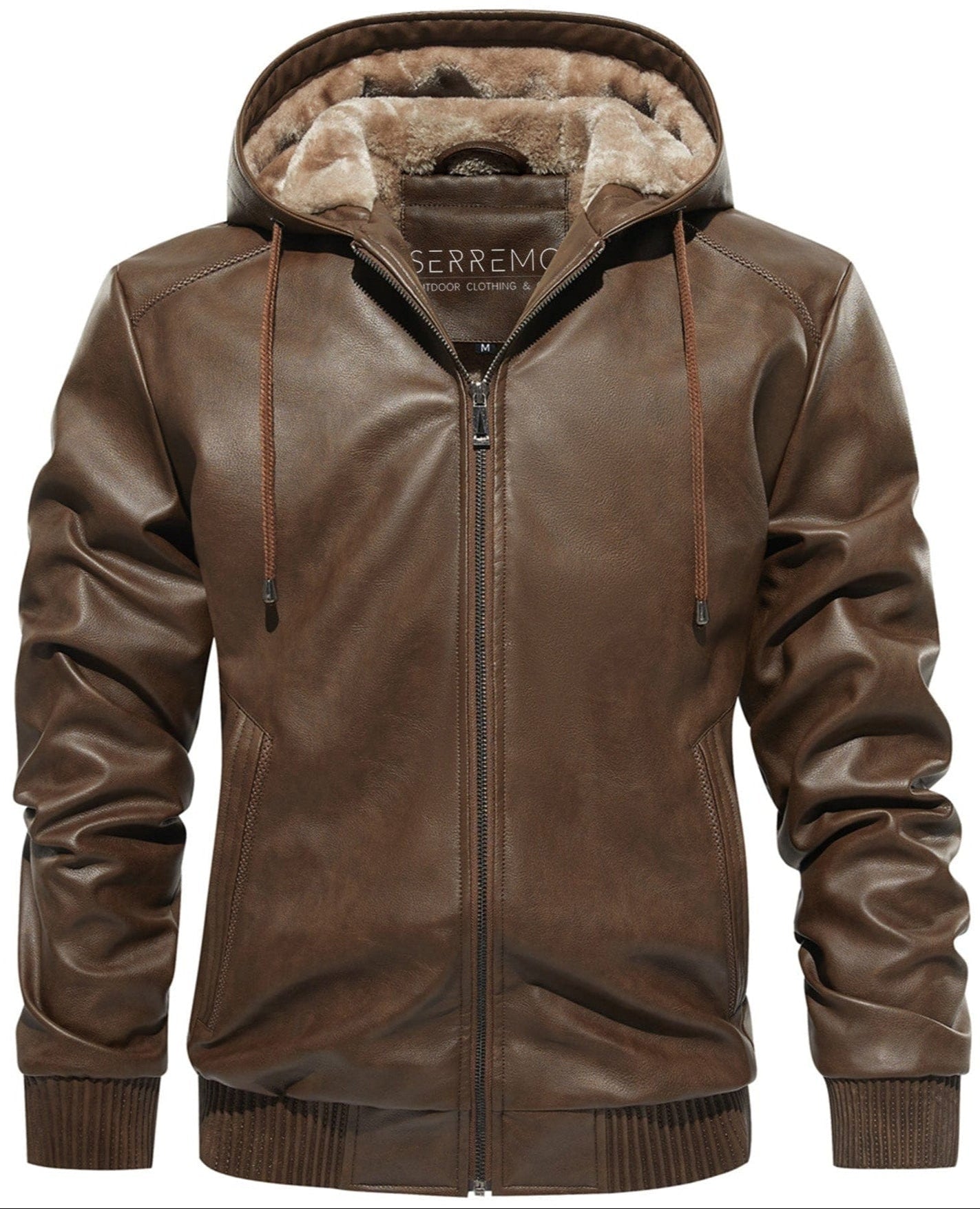 Plaid Lined PU Leather Jacket for Men | Casual Wear