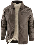 Fleece Lined Structured Collar Zip Bomber Jacket for Men | Winter Outerwear