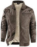 Fleece Lined Structured Collar Zip Bomber Jacket for Men | Winter Outerwear