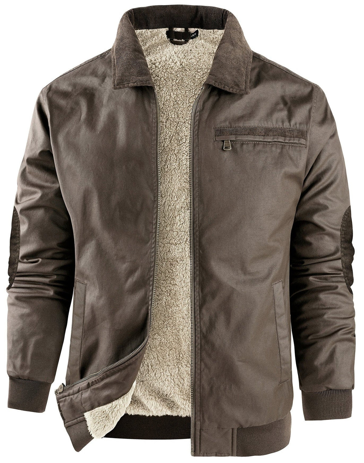 Fleece Lined Structured Collar Zip Bomber Jacket for Men | Winter Outerwear