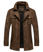 Multi Pocket PU Leather Utility Jacket for Men | Everyday Wear