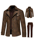Multi Pocket PU Leather Utility Jacket for Men | Everyday Wear
