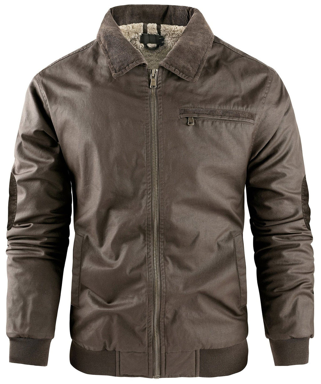 Fleece Lined Structured Collar Zip Bomber Jacket for Men | Winter Outerwear