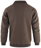 Diamond Quilted Corduroy Collar Zip Bomber Jacket for Men | Layering