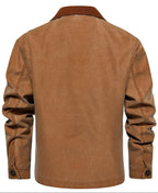 Corduroy Collar Multi Pocket Canvas Utility Jacket for Men | Casual Wear