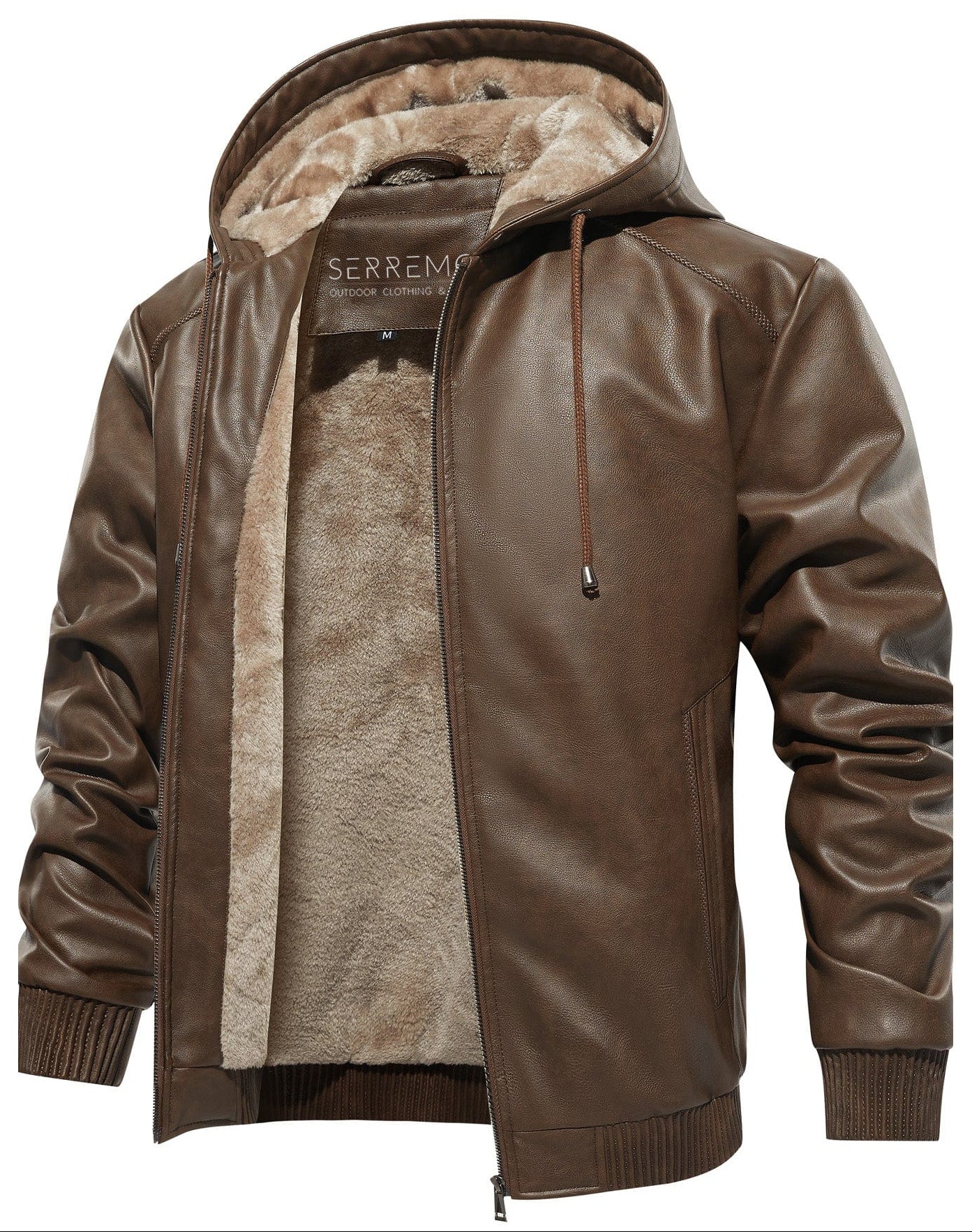 Plaid Lined PU Leather Jacket for Men | Casual Wear