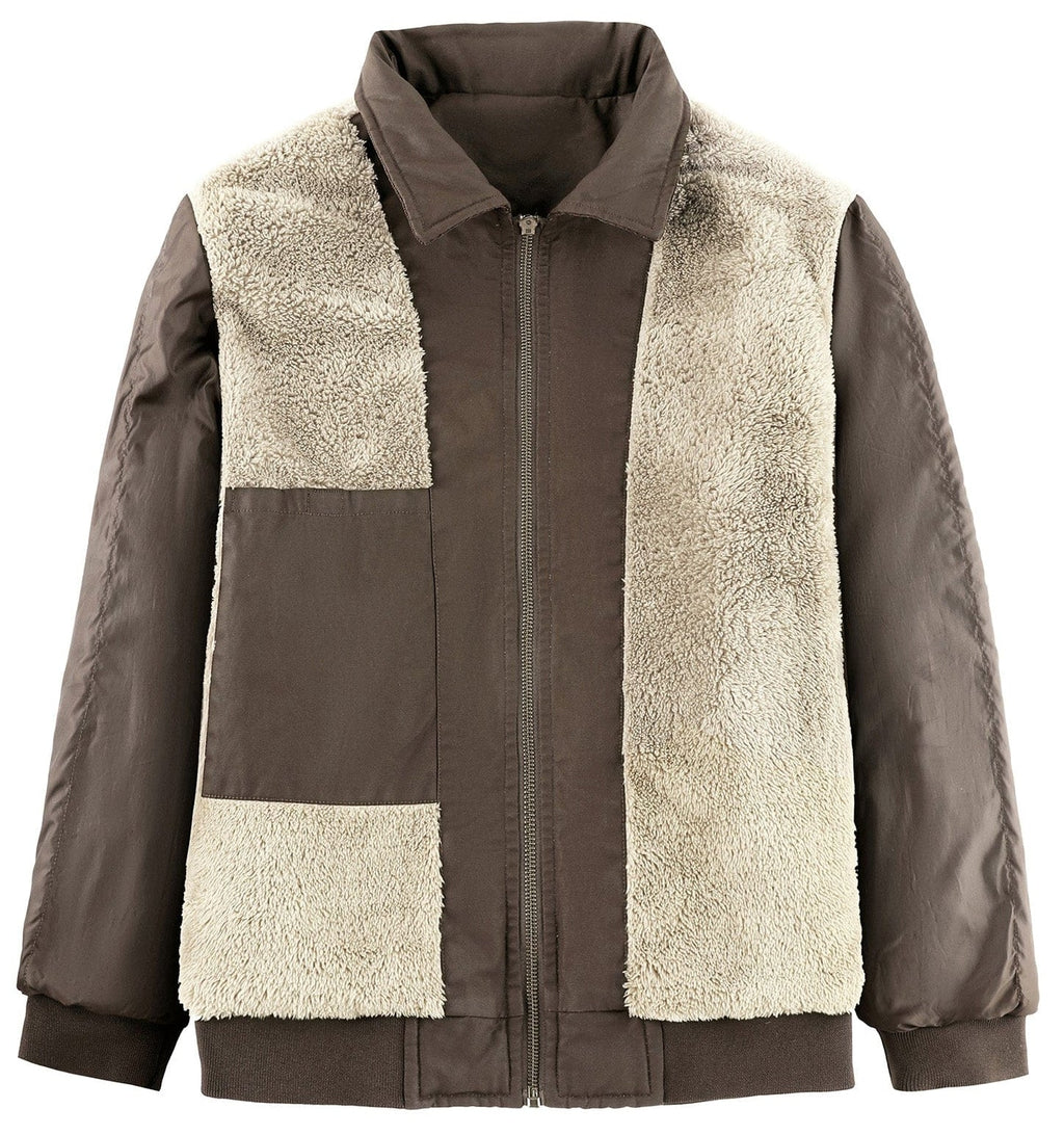 Fleece Lined Structured Collar Zip Bomber Jacket for Men | Winter Outerwear