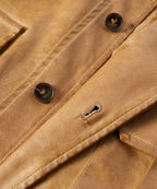 Four Pocket Epaulette Field Style PU Leather Jacket for Men | Everyday Wear