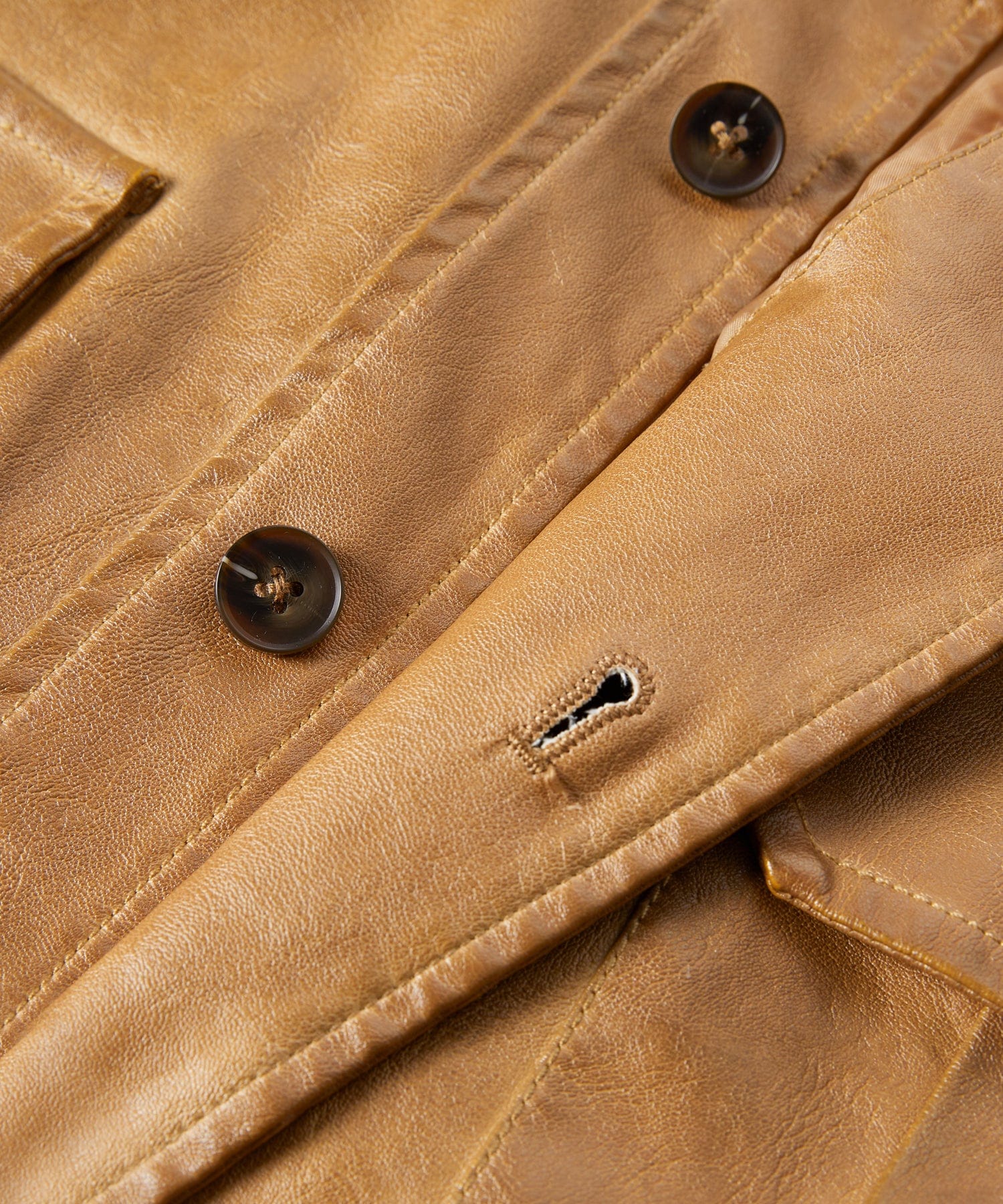 Four Pocket Epaulette Field Style PU Leather Jacket for Men | Everyday Wear