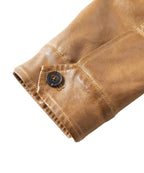 Four Pocket Epaulette Field Style PU Leather Jacket for Men | Everyday Wear