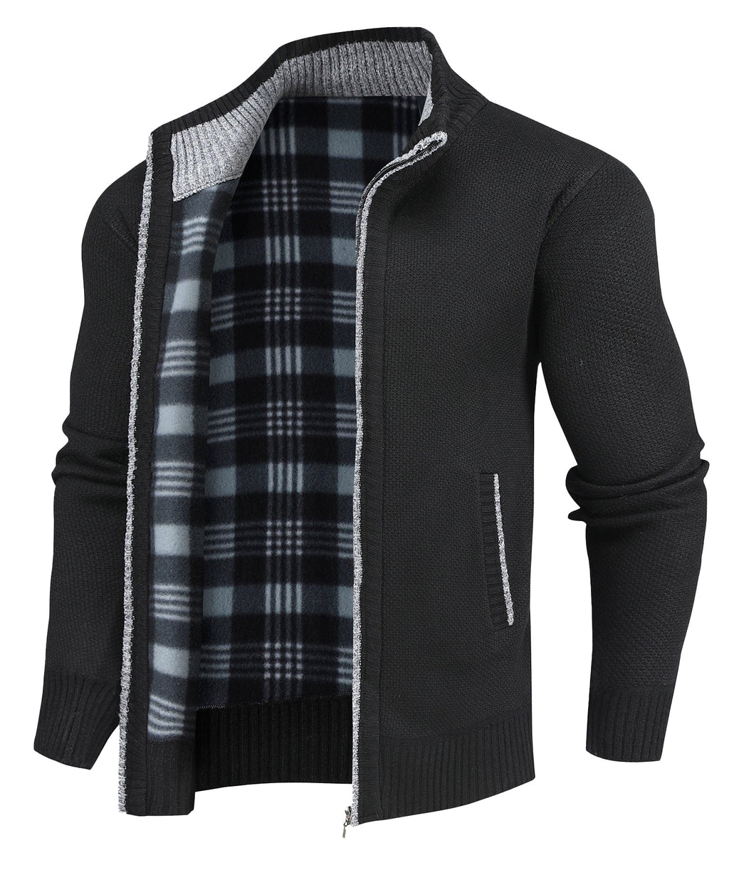 Flannel Lined Full Zip Sweater for Men | Cold Weather Layering