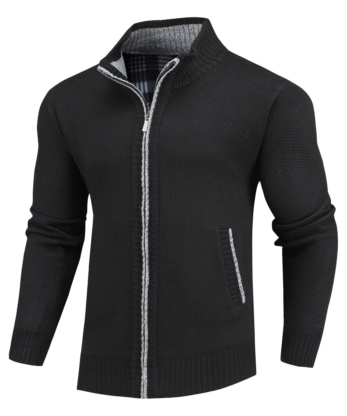 Flannel Lined Full Zip Sweater for Men | Cold Weather Layering