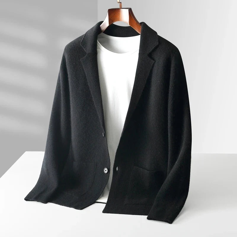 Merino Wool Knit Blazer Cardigan for Men | Office and Casual Wear