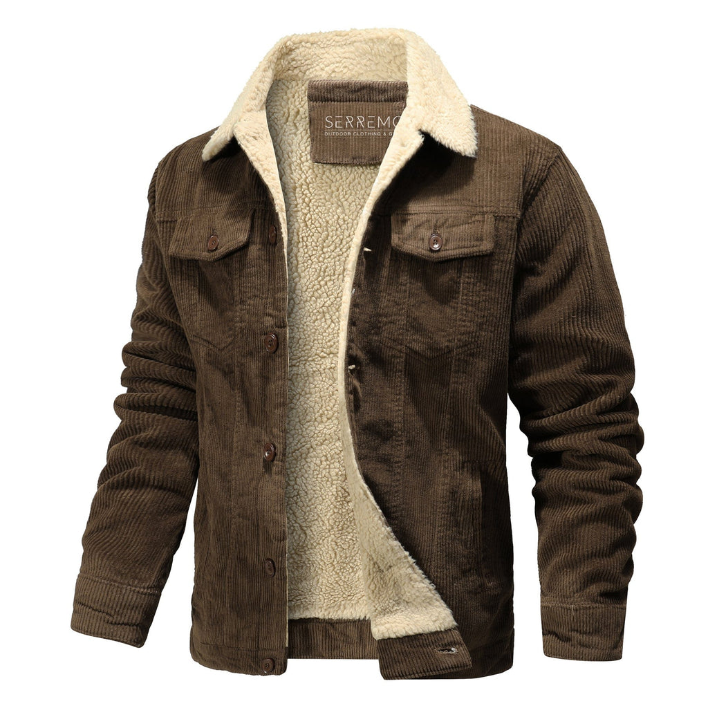 Sherpa Lined Button Front Cotton Bomber Jacket for Men | Winter Outerwear