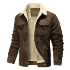Sherpa Lined Button Front Cotton Bomber Jacket for Men | Winter Outerwear