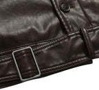 Coffee Brown PU Leather Zip Up Jacket for Men | Casual Wear