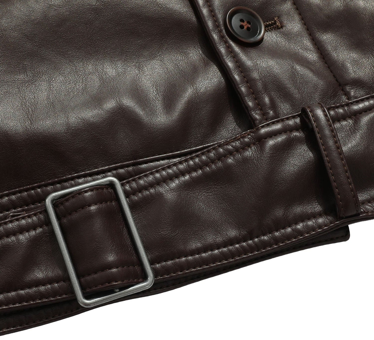 Coffee Brown PU Leather Zip Up Jacket for Men | Casual Wear