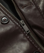 Coffee Brown PU Leather Zip Up Jacket for Men | Casual Wear