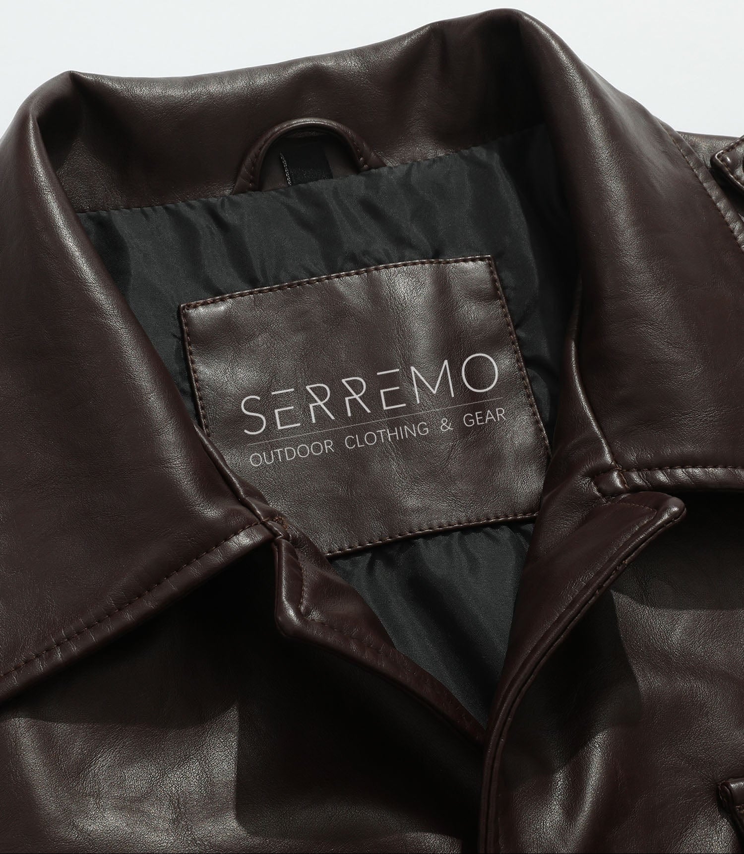 Coffee Brown PU Leather Zip Up Jacket for Men | Casual Wear