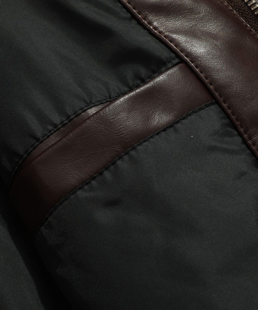 Coffee Brown PU Leather Zip Up Jacket for Men | Casual Wear
