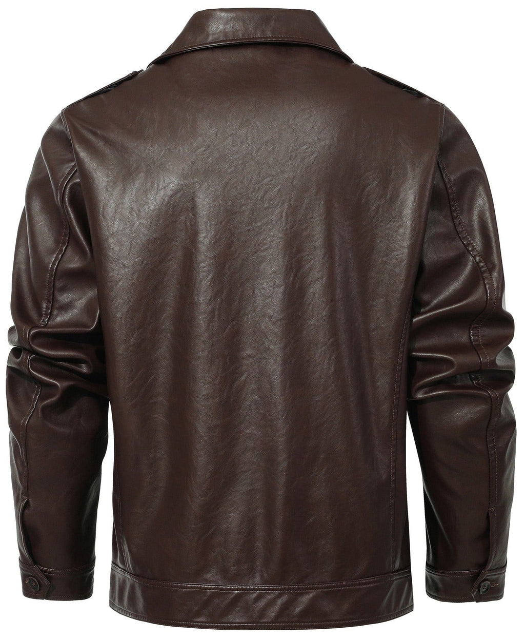 Coffee Brown PU Leather Zip Up Jacket for Men | Casual Wear